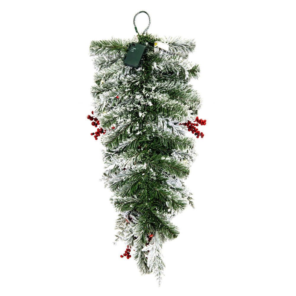 Vickerman 30" Flocked Artificial Christmas Teardrop Unlit