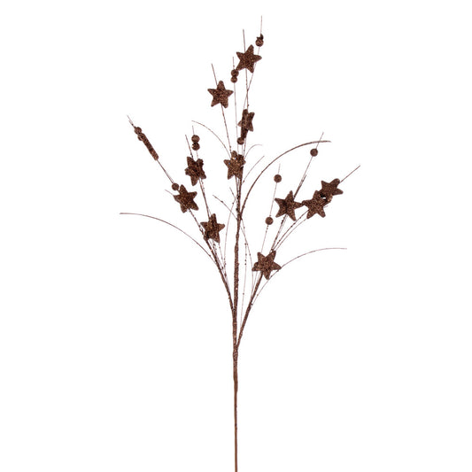 Vickerman 33" Mocha Star and Ball Glitter Spray 6 per bag.