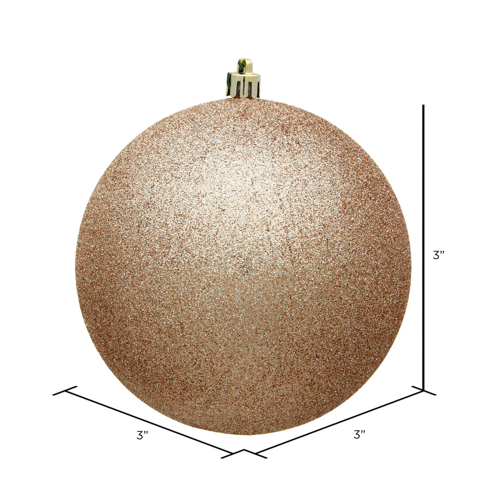 Vickerman 3" Café Latte Glitter Ball Ornament 12 per Bag