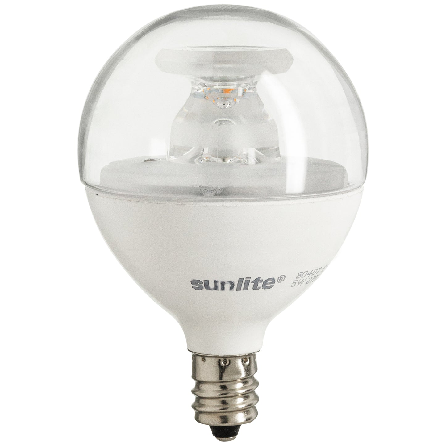 Sunlite LED G16.5 Clear Globe Light Bulb, 7 Watts (60W Equivalent), 500 lumens, Dimmable, Candelabra Base (E12), 120 Volts, ETL Listed, 260 Degree Beam Angle, 3000K Warm White, 6 Pack