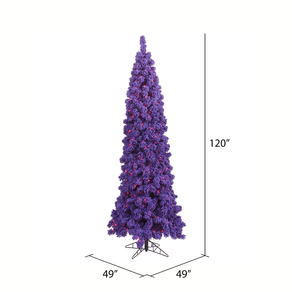Vickerman 10' Flocked Purple Pencil Fir Artificial Christmas Tree Purple Dura-lit Lights
