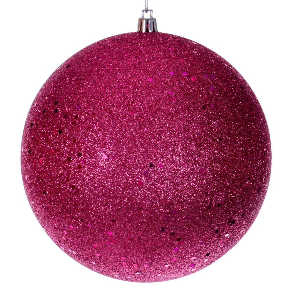 Vickerman 6" Hot Pink 4-Finish Ball Ornament 4 per box.