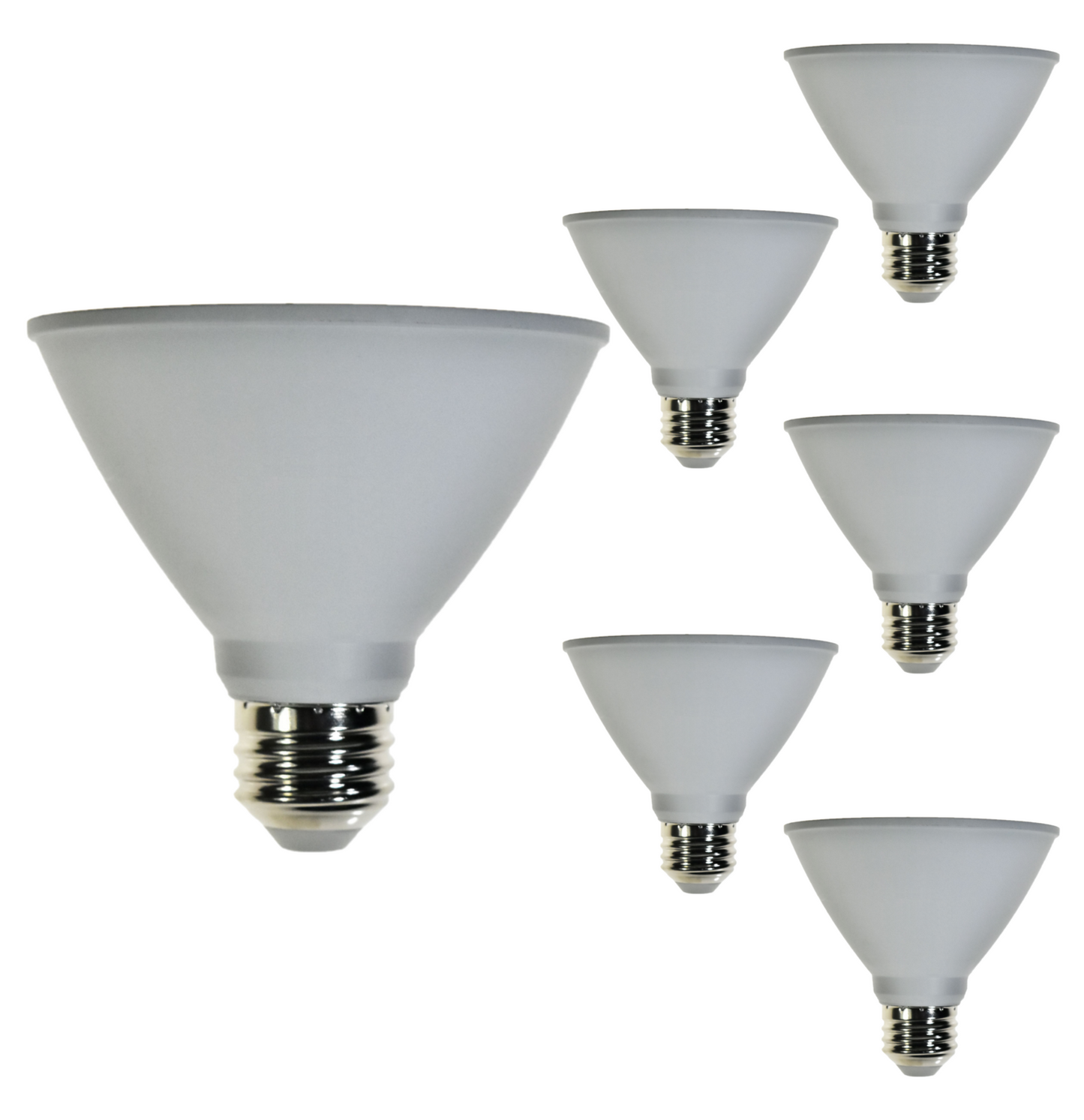 Damar PAR30 LED Short Neck Flood Light Bulb 8W 800 Lumen E26 Medium Base 5000K Bright White Ideal for Track & Recessed Spot Light Bulbs 120V Dimmable White Finish Pack of 6