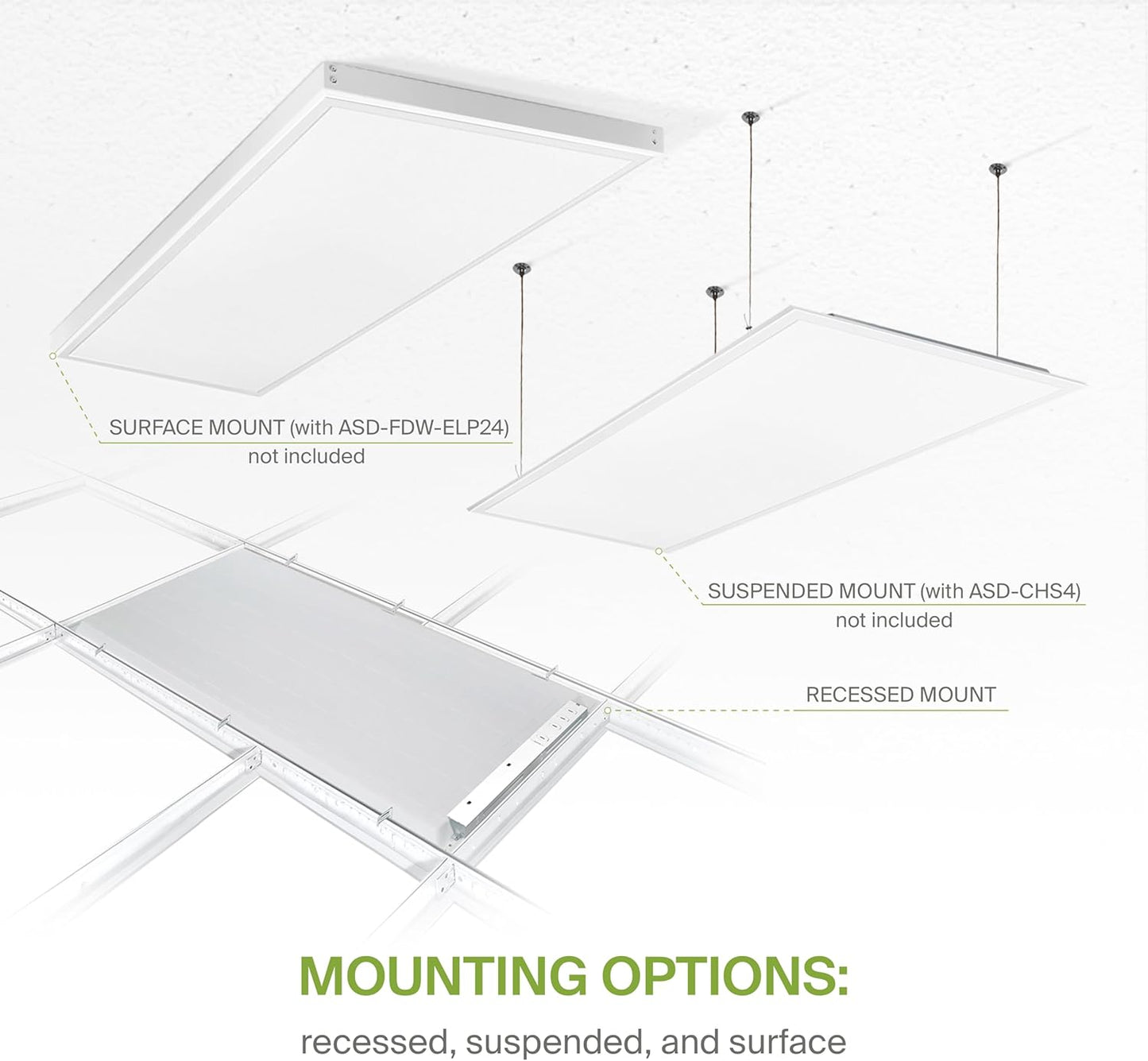ASD Lighting LED Back-Lit Panel 2x4ft 25/30/40W 120-277V 0-10V Dimmable 3500/4000/5000K White UL DLC Premium 4 pack