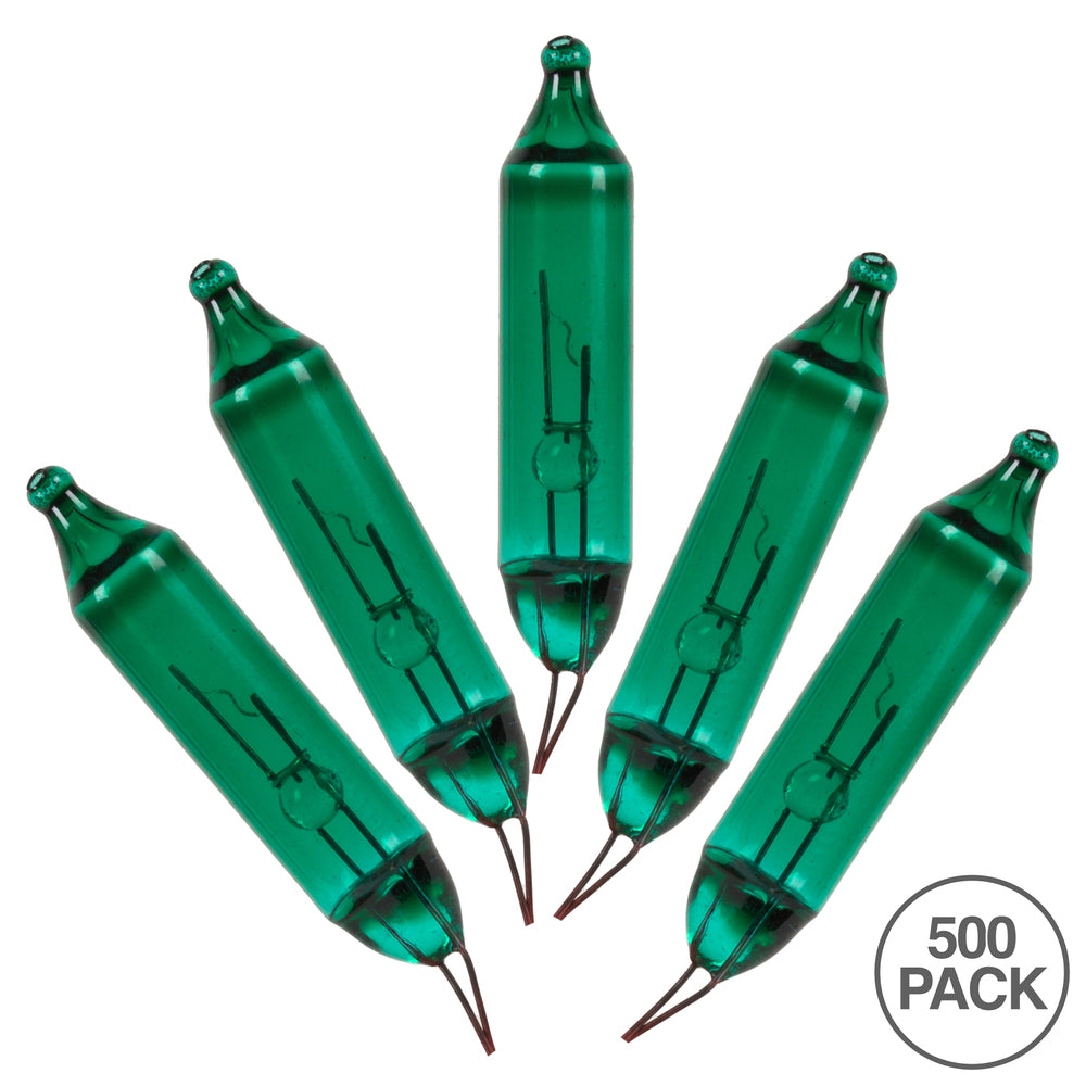 Vickerman Green Glass Incandescent Mini Bulb with Pinched Base 2.5 Volt 200mA 500/Bag