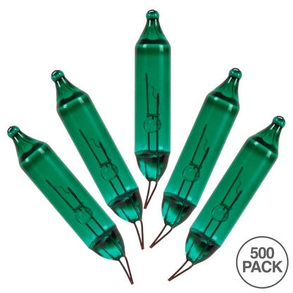 Vickerman Green Glass Incandescent Mini Bulb with Pinched Base 2.5 Volt 200mA 500/Bag