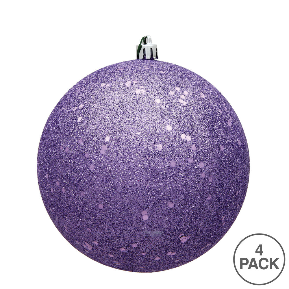 Vickerman 4.75" Lavender Sequin Ball Ornament 4 per Bag