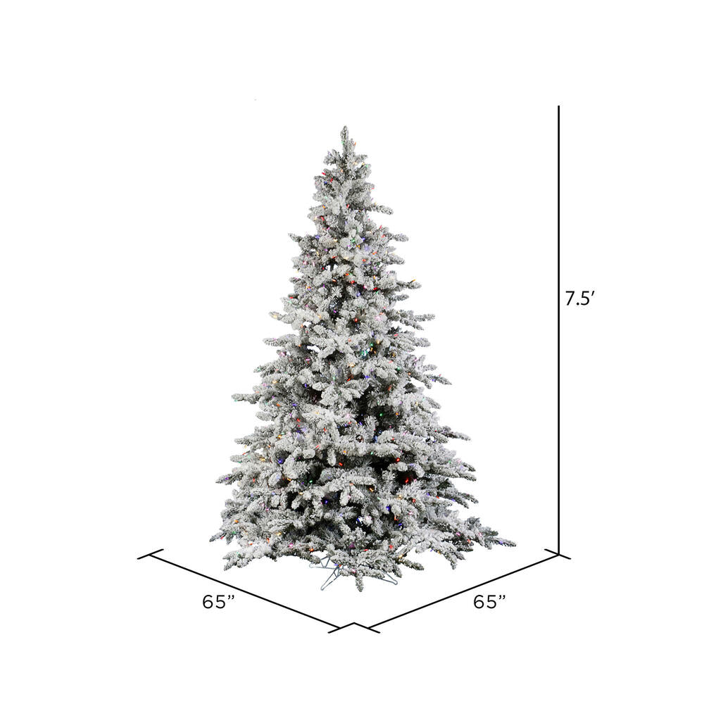 Vickerman 7.5' Flocked Utica Fir Artificial Christmas Tree Multi-Colored LED Lights