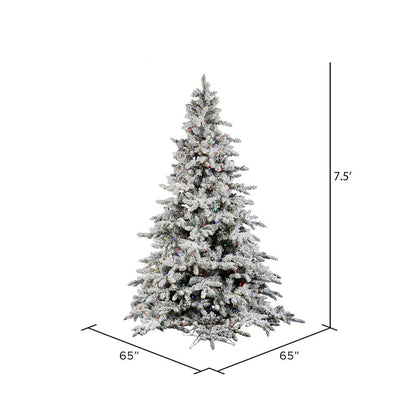 Vickerman 7.5' Flocked Utica Fir Artificial Christmas Tree Multi-Colored LED Lights