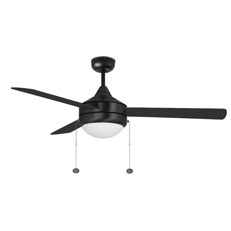 Westgate 52In 3-Blade Ceiling Fan And Light 3Cct 19W Integ. LED Pull Ch. Black And Black Blades, Commercial Indoor Lighting, 20W, 1750 Lumens, 30K/40K/50K, Black And Black Blades Finish