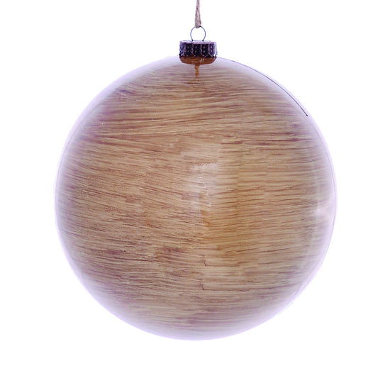 Vickerman 8" Brown Wood Grain Ball Ornament 2 per Bag