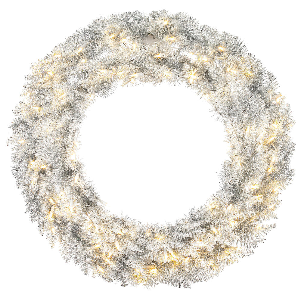 Vickerman 36" Silver Fir Artificial Christmas Wreath Warm White Dura-Lit LED lights.