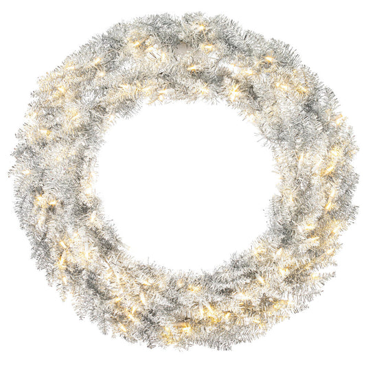 Vickerman 36" Silver Fir Artificial Christmas Wreath Warm White Dura-Lit LED lights.