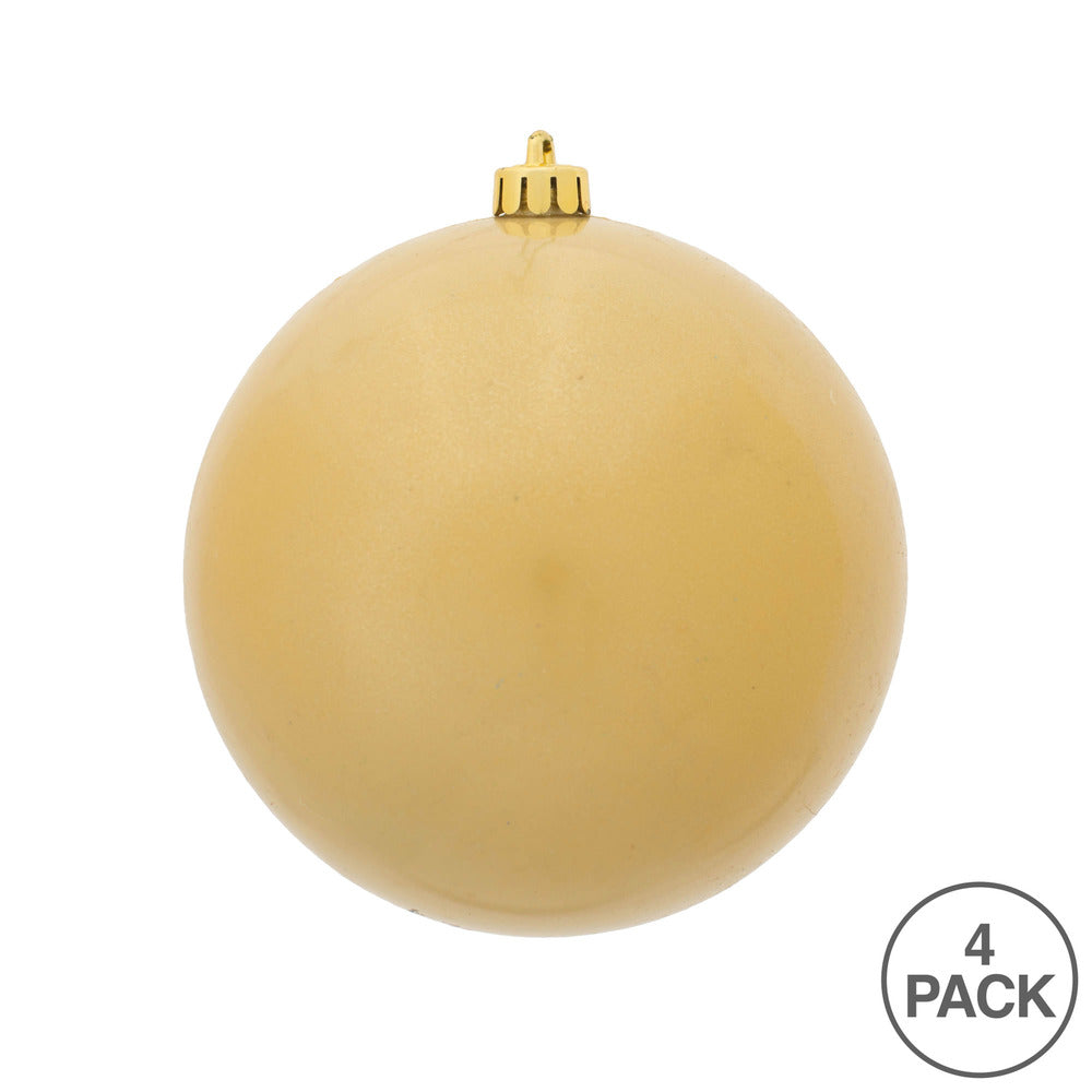 Vickerman 4.75" Champagne Candy Ball Ornament 4 per Bag