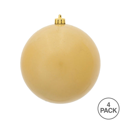 Vickerman 4.75" Champagne Candy Ball Ornament 4 per Bag