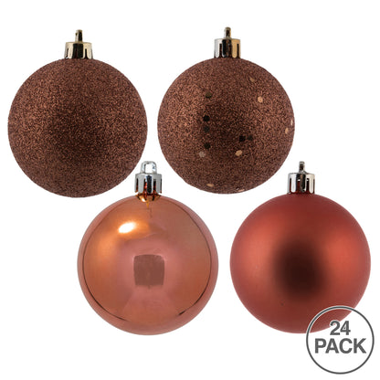 Vickerman 2.4" Coral 4-Finish Ball Ornament Assortment 24 per Box