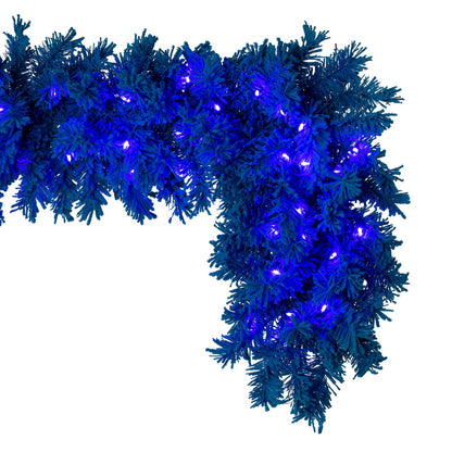 Vickerman 9' x 14" Flk Turquoise Fir Artificial Garland Dura-Lit® Turquoise LED Mini Lights.