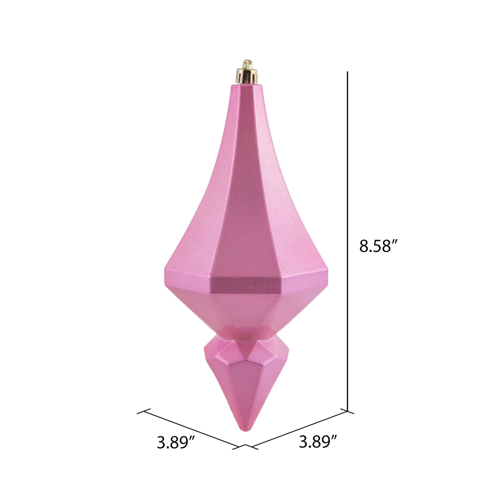 Vickerman 8" Pink Candy Finish Diamond Finial Ornament Pack of 2