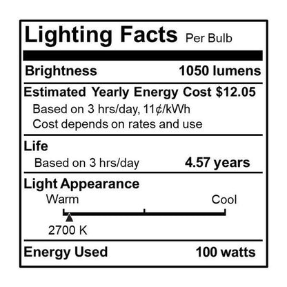 BULBRITE INCANDESCENT A21 MEDIUM SCREW (E26) 100W DIMMABLE LIGHT BULB 2700K/WARM WHITE HALF MIRROR 8PK (712110)