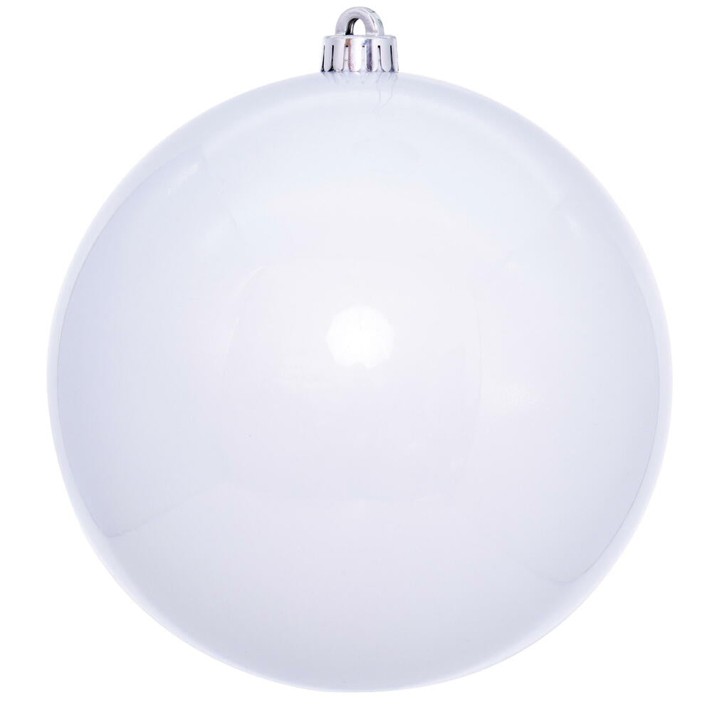 Vickerman 8" White Pearl UV Drilled Ball Ornament 1 per bag.