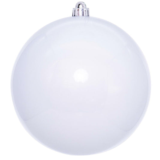 Vickerman 8" White Pearl UV Drilled Ball Ornament 1 per bag.