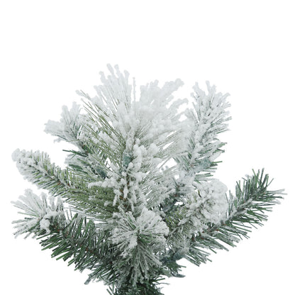 Vickerman 7' Potted Flocked Castle Pine Artificial Christmas Tree Unlit