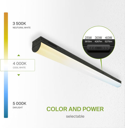 ASD Lighting LED Stairwell Fixture with Q-base 4feet Power Adjustable 25/30/40W 120-277V CCT Selectable 3500/4000/5000K with Battery back-up 10W Dimmable Black UL DLC Premium