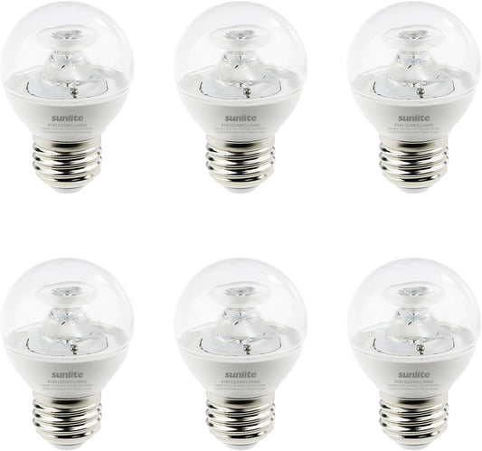 Sunlite LED G16 Decorative Clear Globe Light Bulb, 5 Watts (40W Equivalent), 350 Lumens, Dimmable, Medium E26 Base, 120 Volts, ETL Listed, 260 Degree Beam Angle, 3000K Warm White, 6 Pack