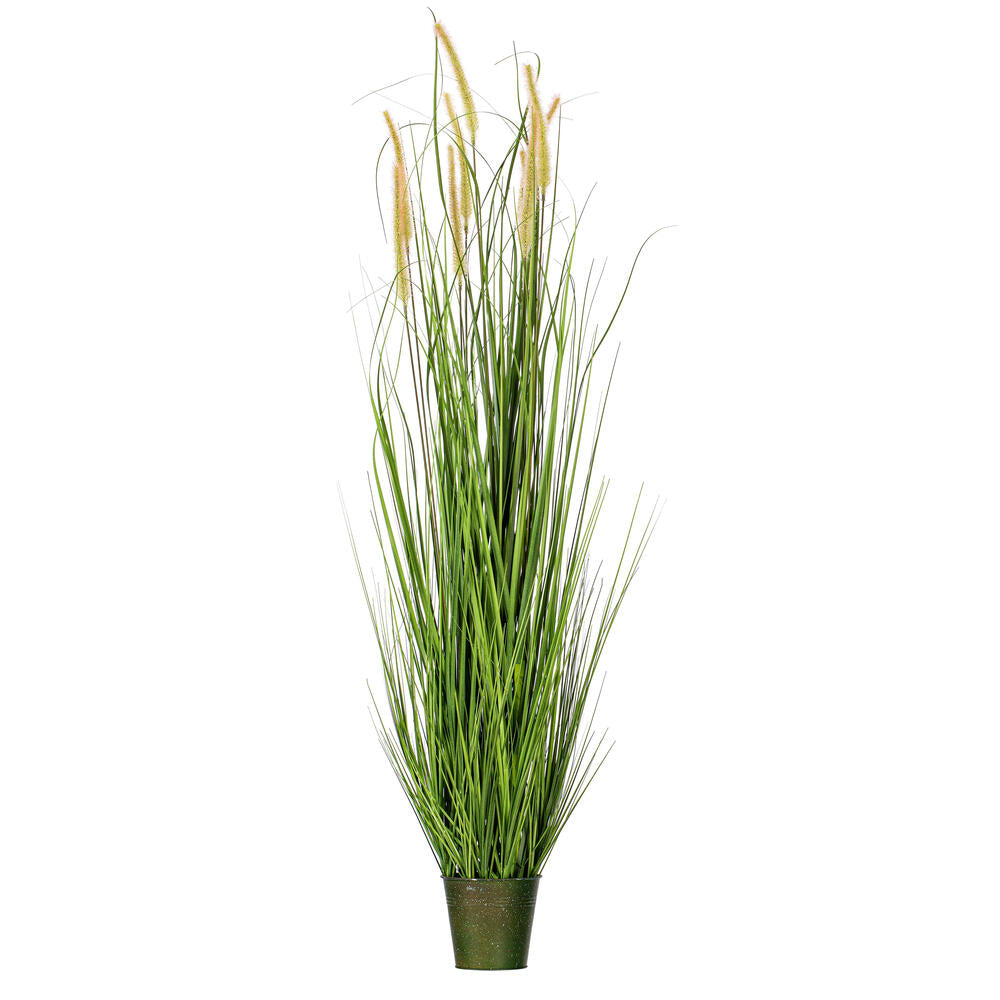 Vickerman 48" Artificial Potted Green Grass and Cattails.