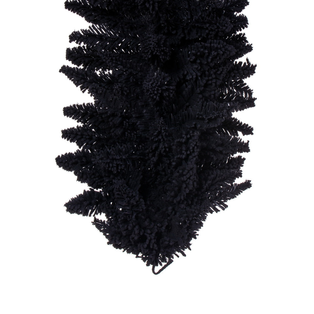 Vickerman 9' x 14" Flocked Black Fir Artificial Garland Unlit.