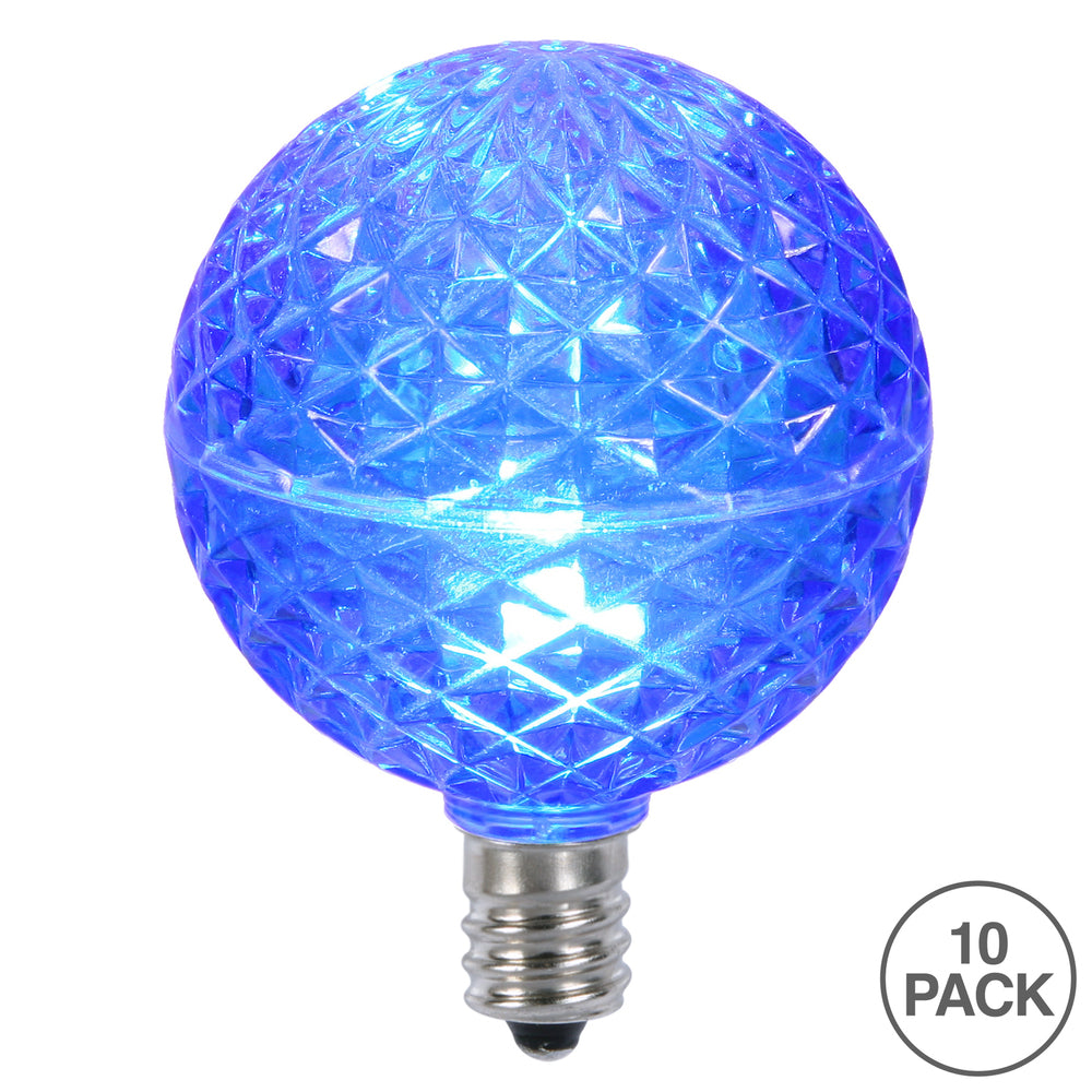 Vickerman G50 LED Blue Replacement Bulb, E12/C7 Nickel Base .38W, 10 Bulbs per Pack