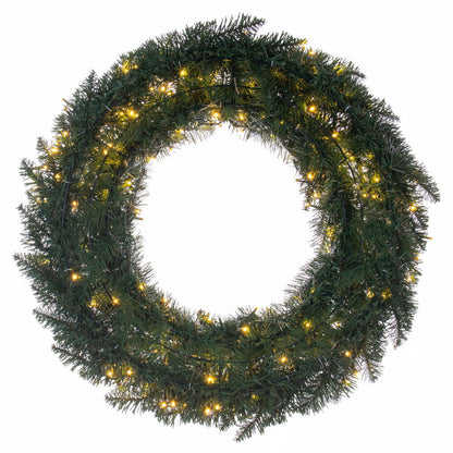 Vickerman 30" Camdon Fir Artificial Pre-Lit Wreath Warm White 3mm Low Voltage LED Wide Angle Lights.