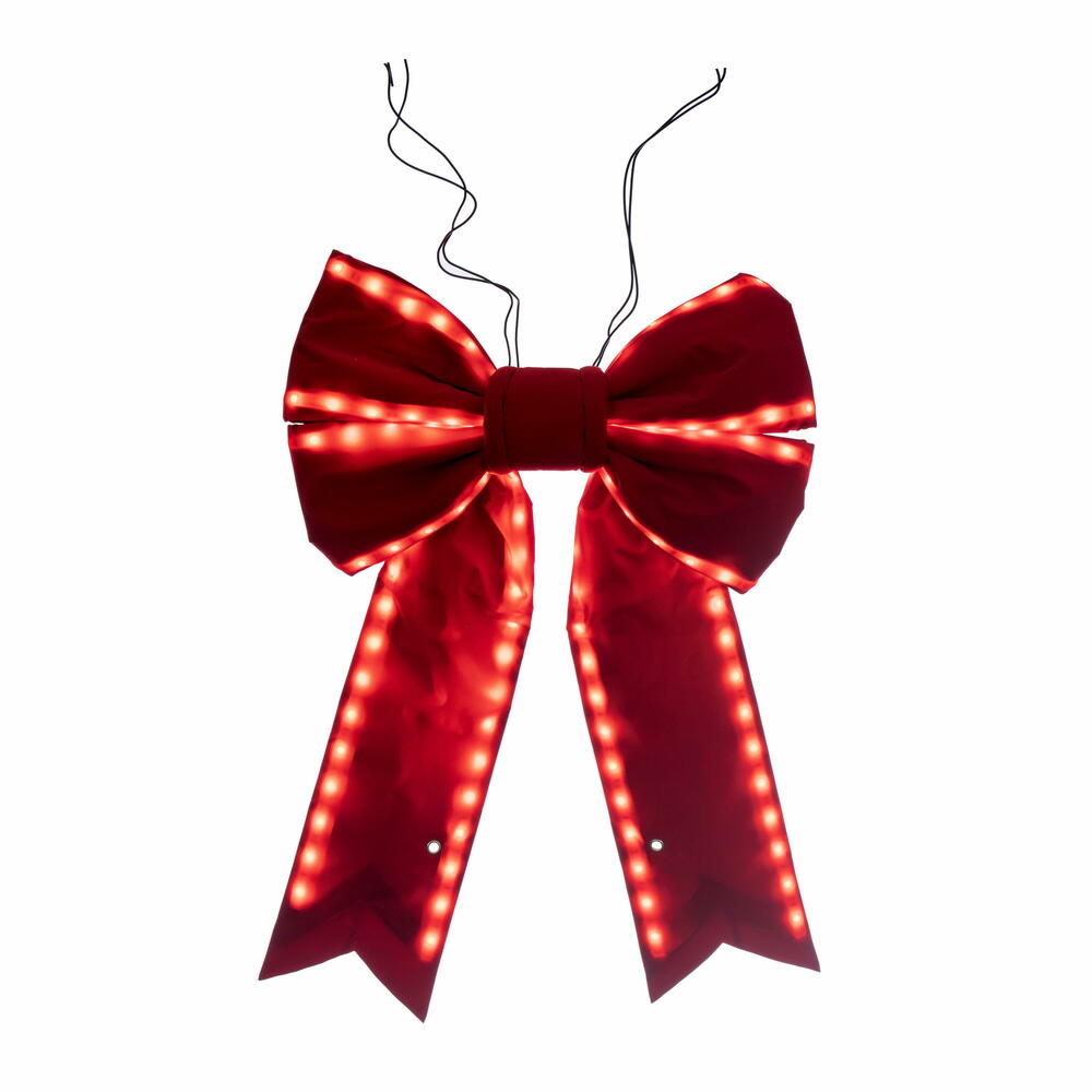 Vickerman 18" x 23" Red Velvet Outdoor Christmas Bow with UV Treated Material and Wire to Hang.