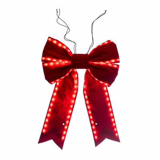 Vickerman 18" x 23" Red Velvet Outdoor Christmas Bow with UV Treated Material and Wire to Hang.