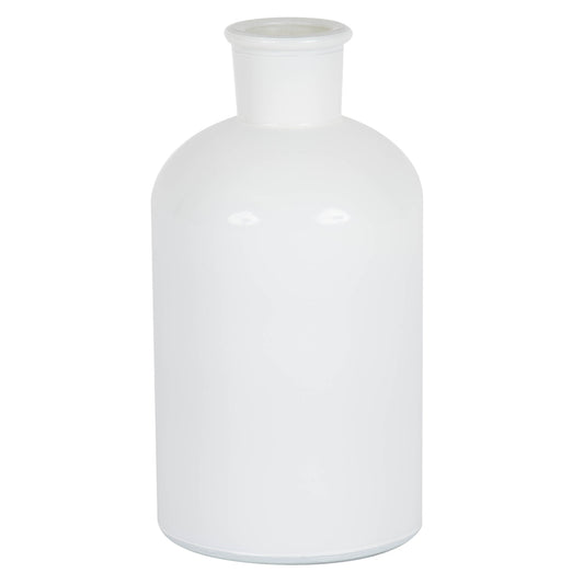 Vickerman 8" White Painted Glass Bottle Set of 2