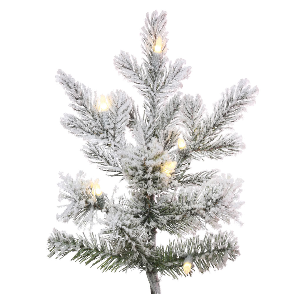 Vickerman 6.5' x 54" Flocked Kiana Christmas Tree Low Voltage LED Warm White Lights.