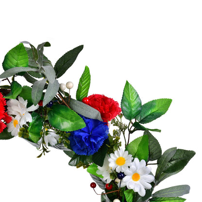 Vickerman 22" Artificial Mixed Floral Wreath With Red White And Blue Flowers and Berries