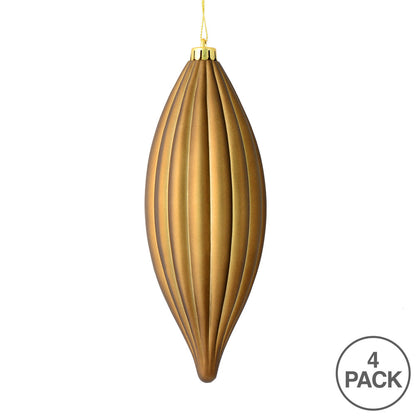 Vickerman 8" Mocha Matte Line Finial Ornament Pack of 4