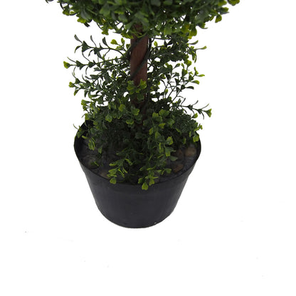 Vickerman 3' Artificial Potted Double Ball Green Boxwood Topiary.