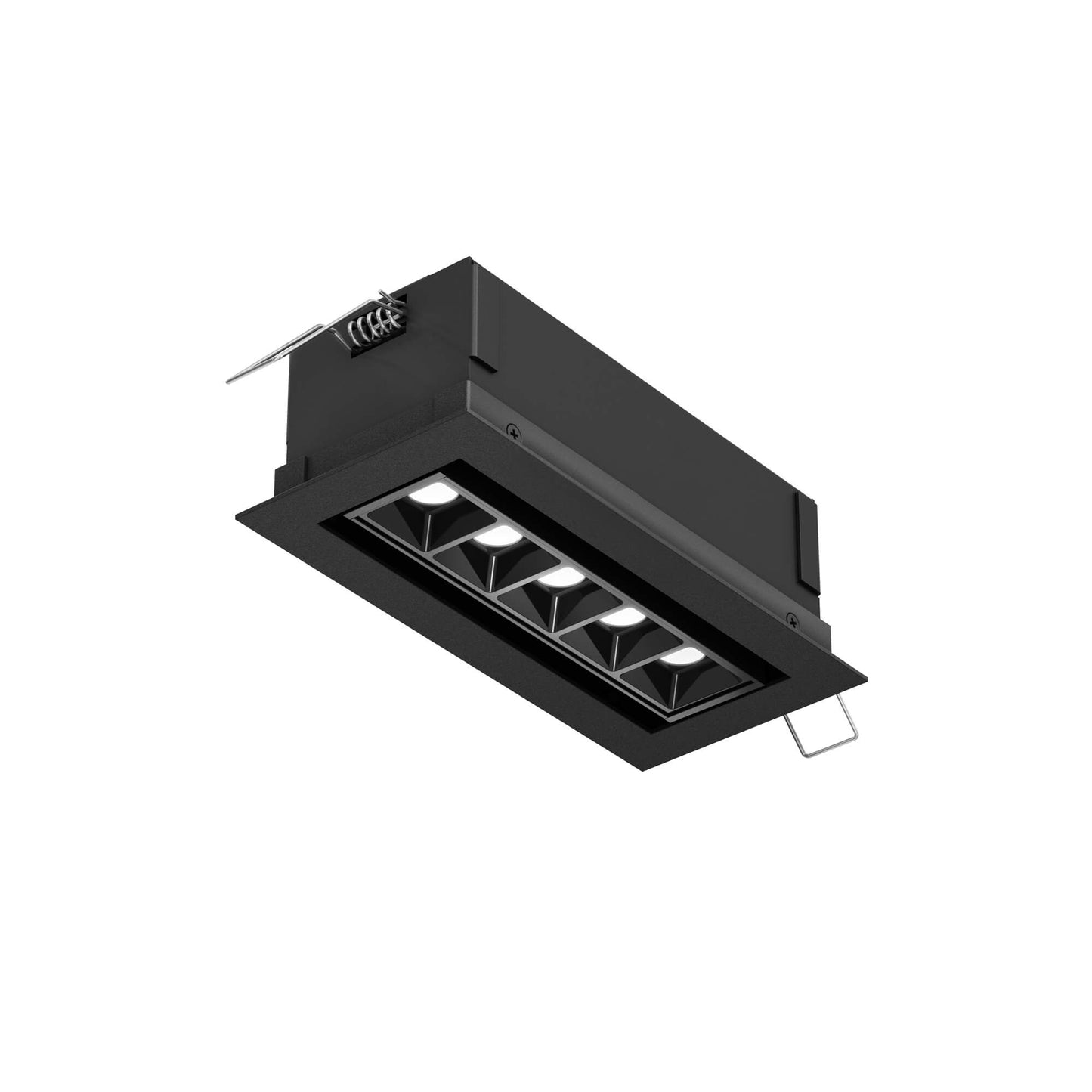 DALS Lighting Upto 10 Lights Rectangular Mutli-Spot Recessed Downlight with Junction Box/Driver | 30° Beam Angle | 3000K/5CCT Selectable | LED Dimmable Regressed Trim | ETL Certified
