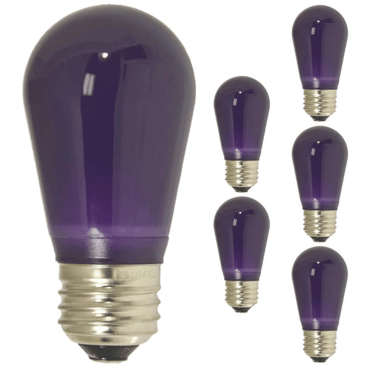 Damar- S14 Colored LED String Light Bulb Twinkle Purple Finish 0.55W-1.5W E26 Medium Base 100-130V Pack of 6- Shatterproof Waterproof Outdoor Indoor Replacement Bulb for Home Decorations Christmas
