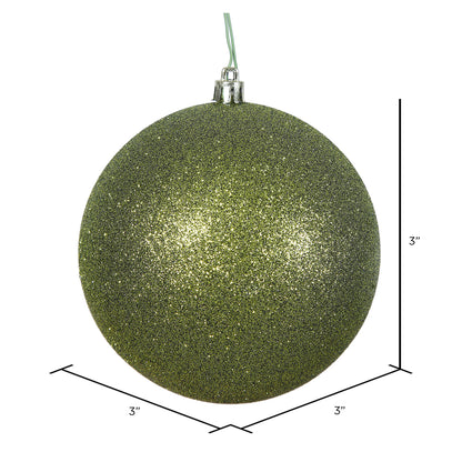 Vickerman 3" Olive Glitter Ball Ornament 12 per Bag