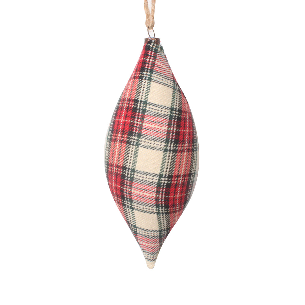 Vickerman 7" Red and White Plaid Finial Christmas Ornament 4 pieces per bag