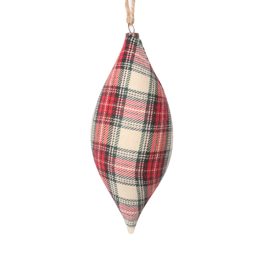 Vickerman 7" Red and White Plaid Finial Christmas Ornament 4 pieces per bag