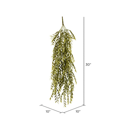 Vickerman 30" Artificial Light Green Salix Leaf Hanging Bush Set of 2