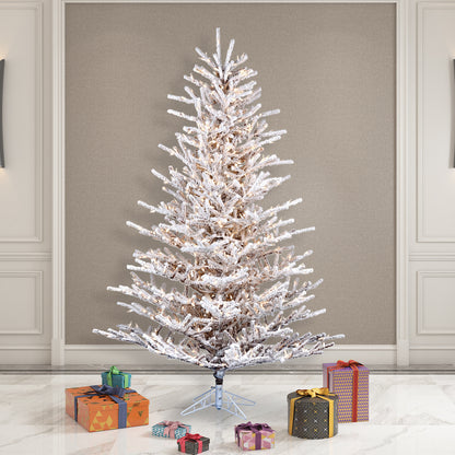 Vickerman 7.5' x 62" Flocked Stick Pine Tree Dura-Lit® LED Warm White Mini Lights.