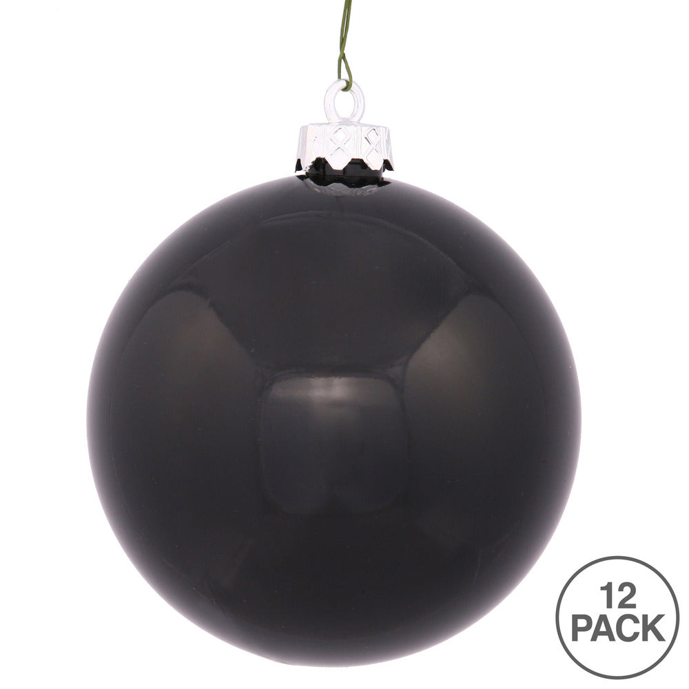 Vickerman 2.75" Black Shiny Ball Ornament 12 per Bag