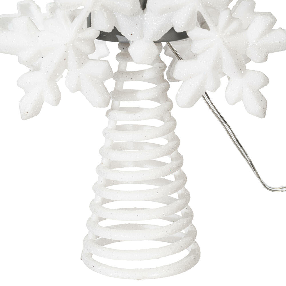 Vickerman 11.5" LED White 6 Point Snowflake Tree Top Pure White Motion Light Cast.