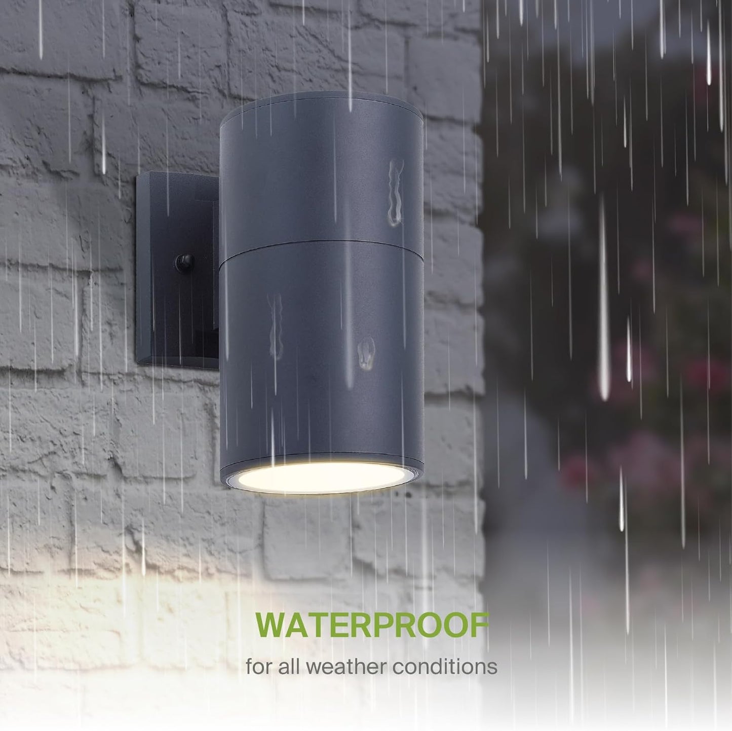ASD Lighting BULB Round Outdoor Wall Cylinder, Up Or Downlight Fixture, 120V, 6.44Wide, 50°, 60W Max, Black Finish, 2 Pack
