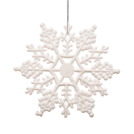 Vickerman 8" White Glitter Snowflake Christmas Ornament 12 per Box